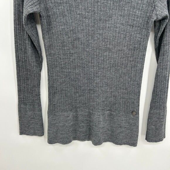 UNITED COLORS OF BENETTON Gray Ribbed Turtleneck Sweater Top Size Medium - Picture 4 of 6